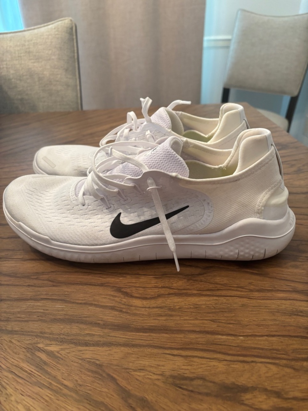 Nike Free RN 2018 White Athletic Shoes Black Swoosh and Lime Insoles - Men’s 13 - Picture 2 of 6